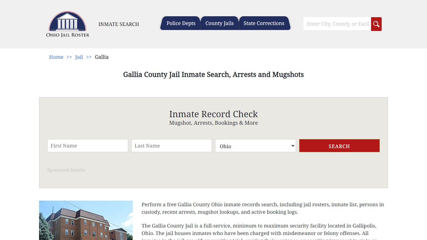 Gallia County Jail Inmate Search, Arrests and Mugshots