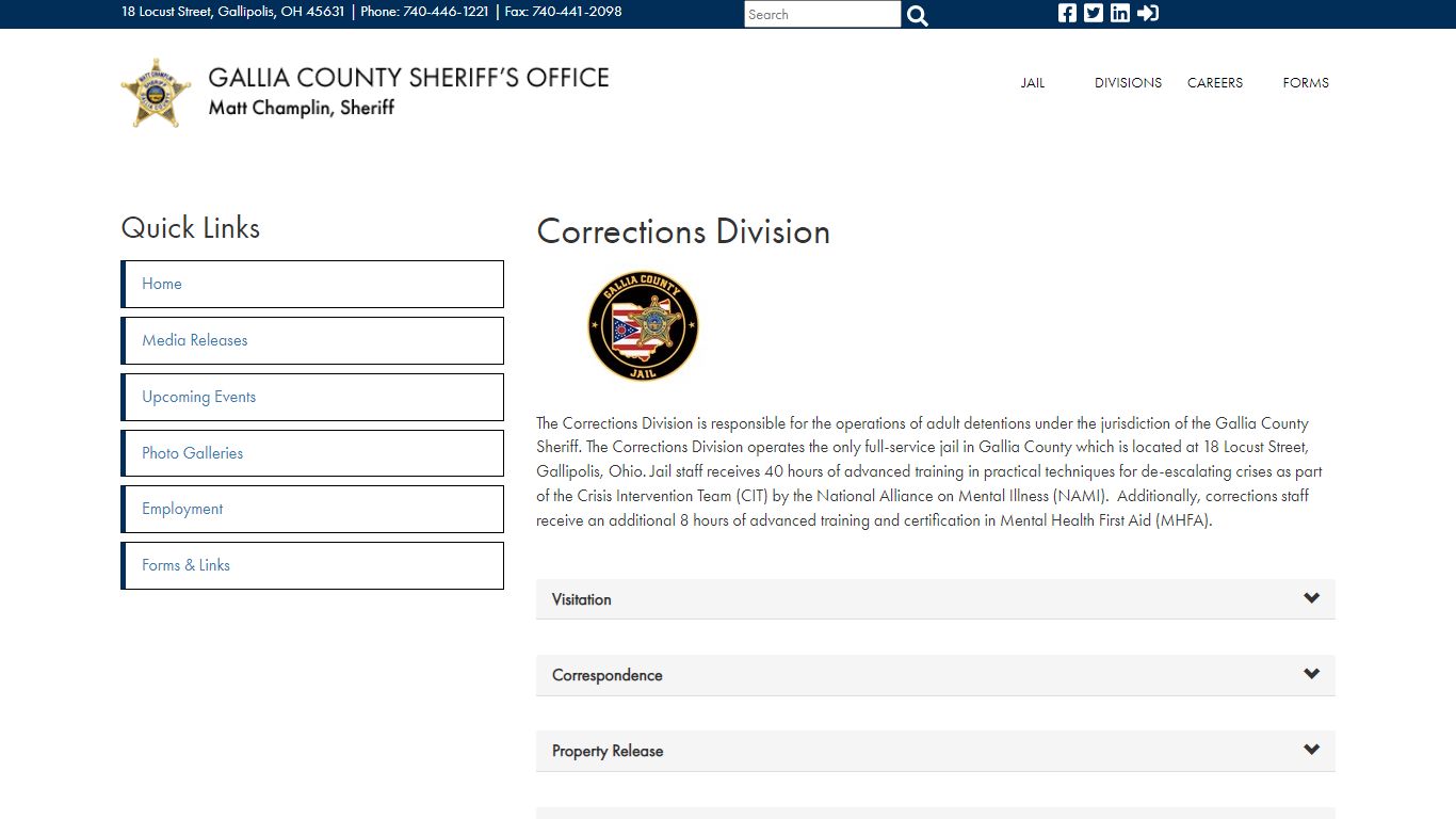 Corrections Division - Gallia County Sheriff's Office