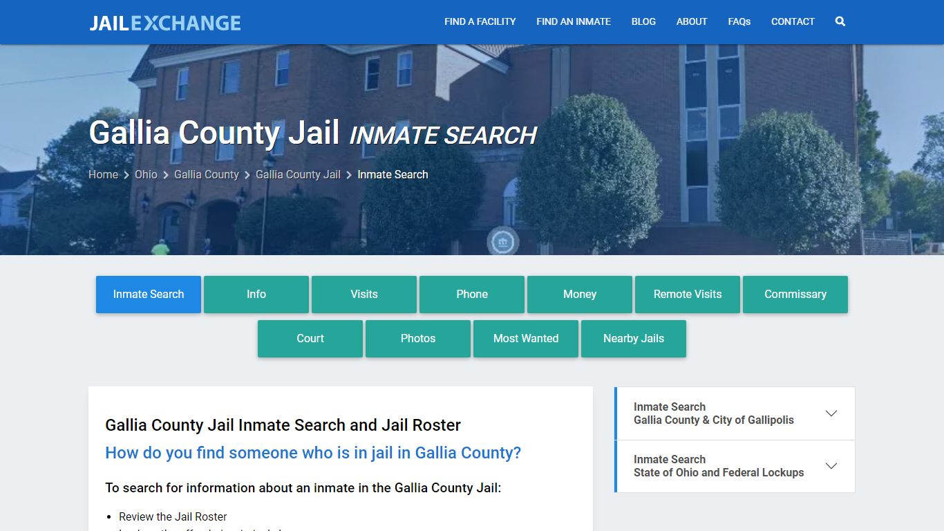 Gallia County Jail Inmate Search - Jail Exchange