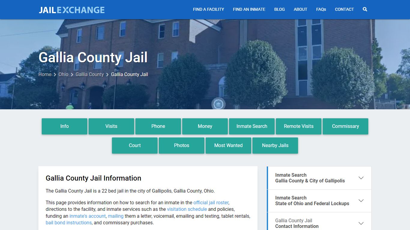 Gallia County Jail, OH Inmate Search, Information