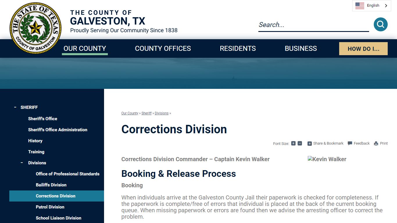 Corrections Division | Galveston County, TX