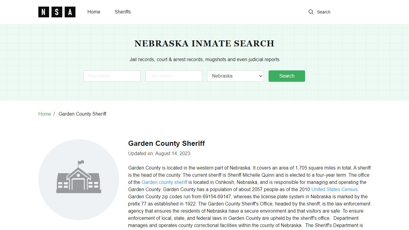 Garden County Sheriff, Nebraska and County Jail Information