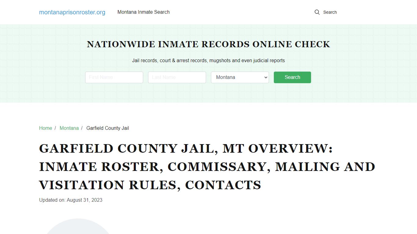 Garfield County Jail, MT: Offender Search, Visitation & Contact Info