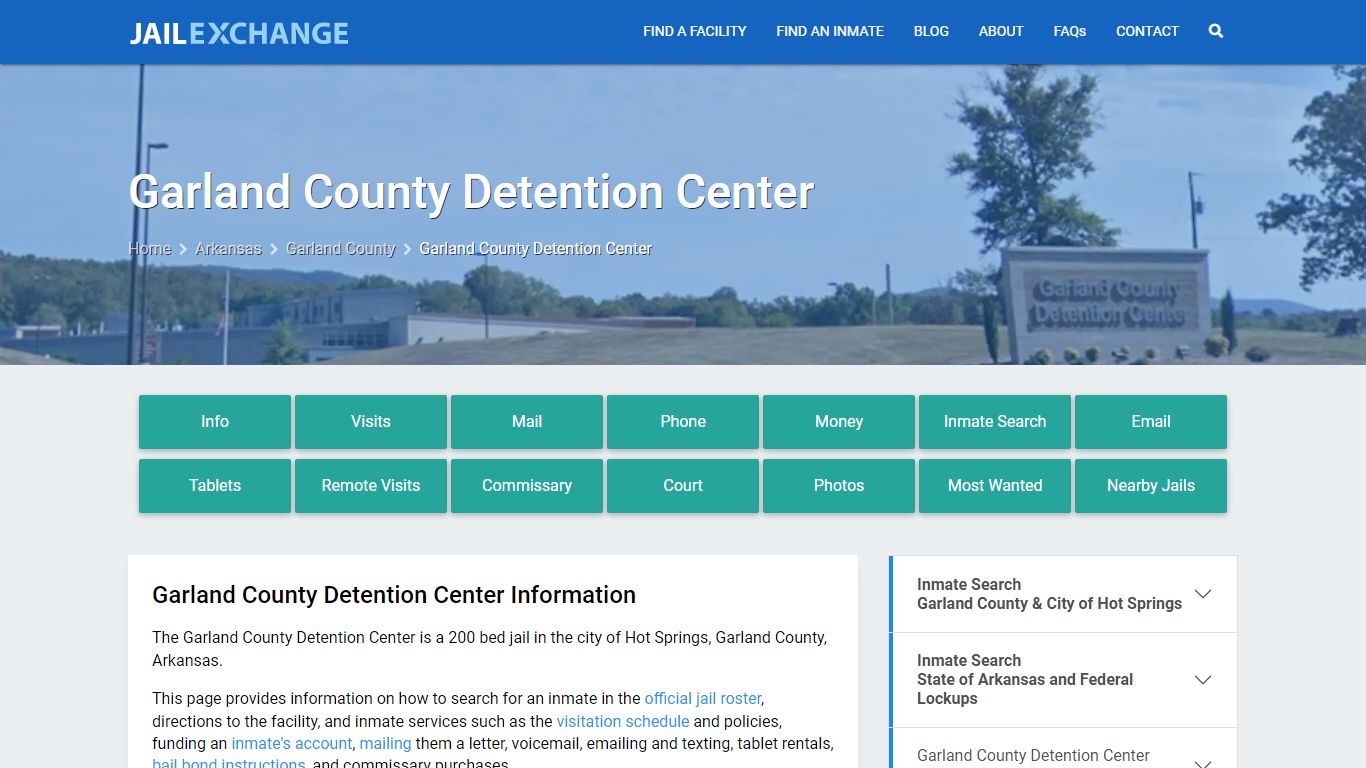 Garland County Detention Center, AR Inmate Search, Information