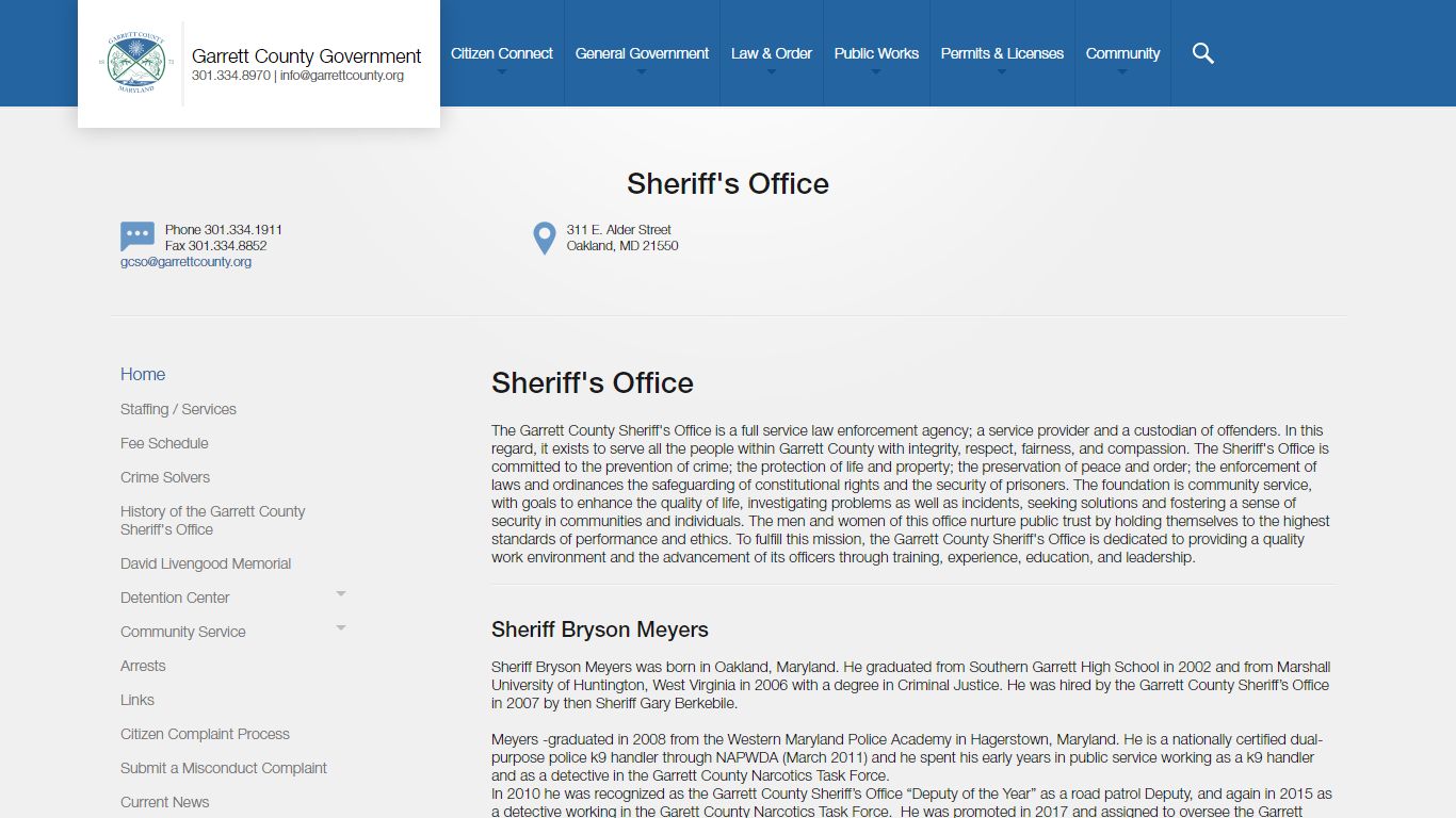 Sheriff's Office - Sheriff's Office - Garrett County Government