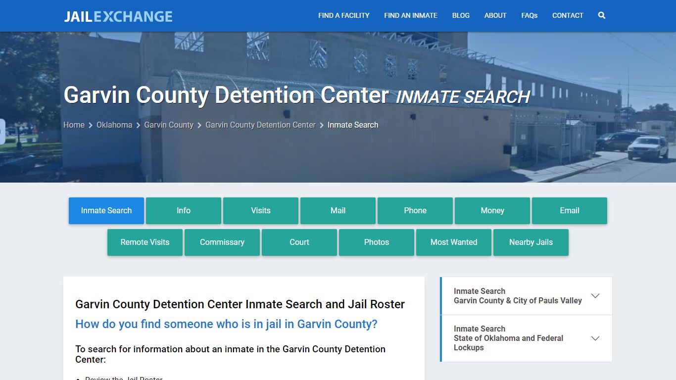 Garvin County Detention Center Inmate Search - Jail Exchange