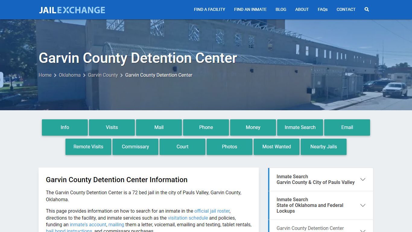 Garvin County Detention Center, OK Inmate Search, Information