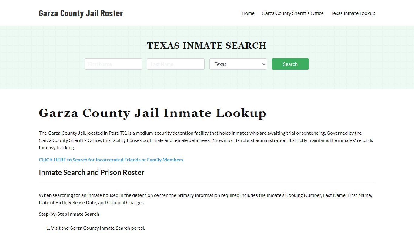 Garza County Jail Roster Lookup, TX, Inmate Search