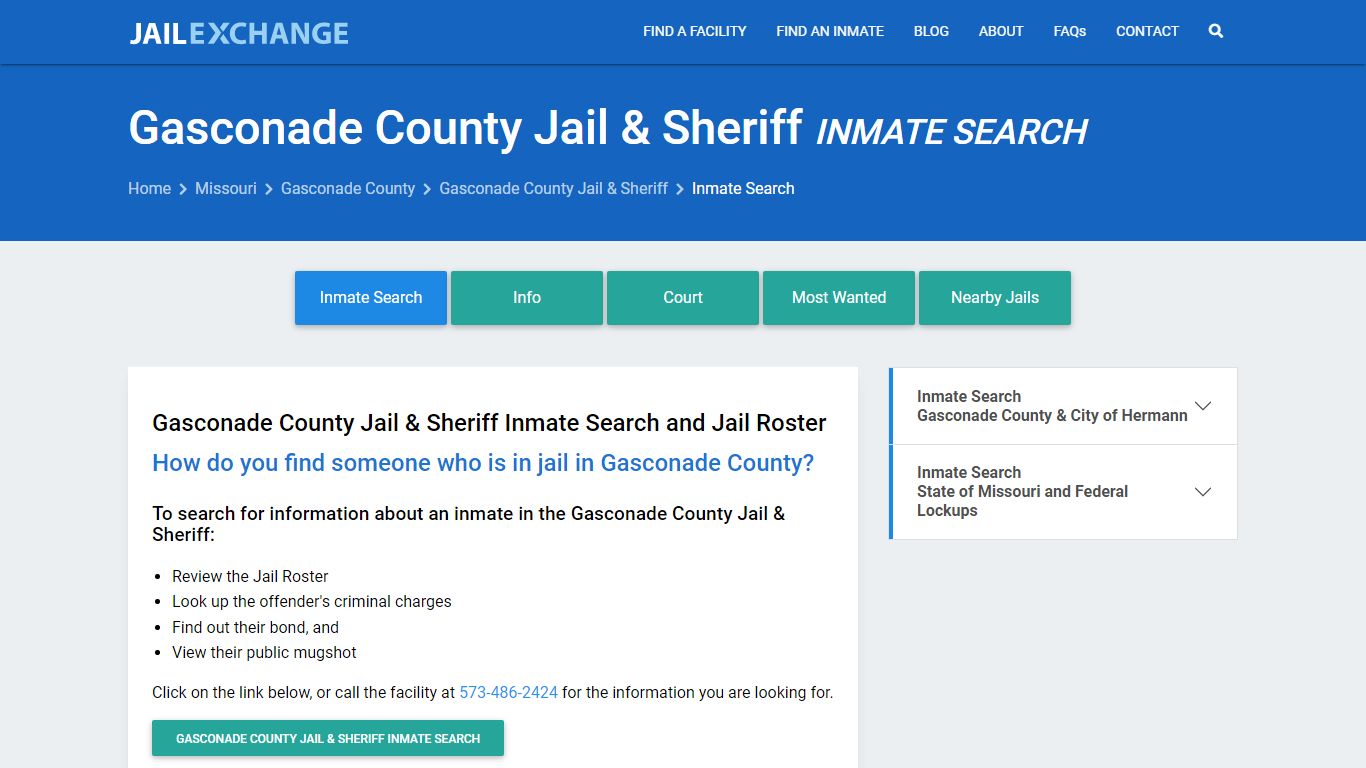 Gasconade County Jail & Sheriff Inmate Search - Jail Exchange
