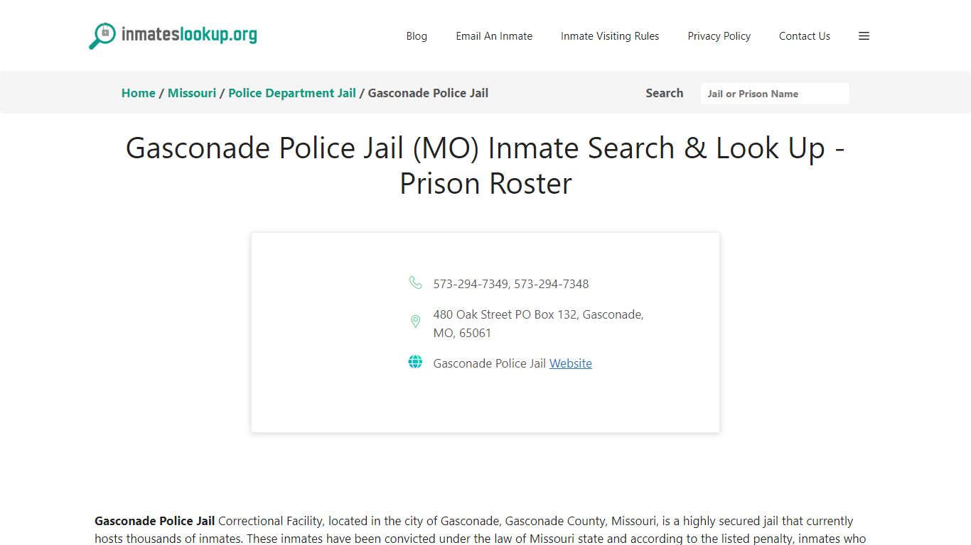 Gasconade Police Jail (MO) Inmate Search & Look Up - Prison Roster