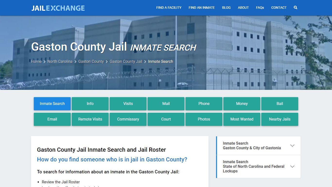 Inmate Search: Roster & Mugshots - Gaston County Jail, NC - Jail Exchange