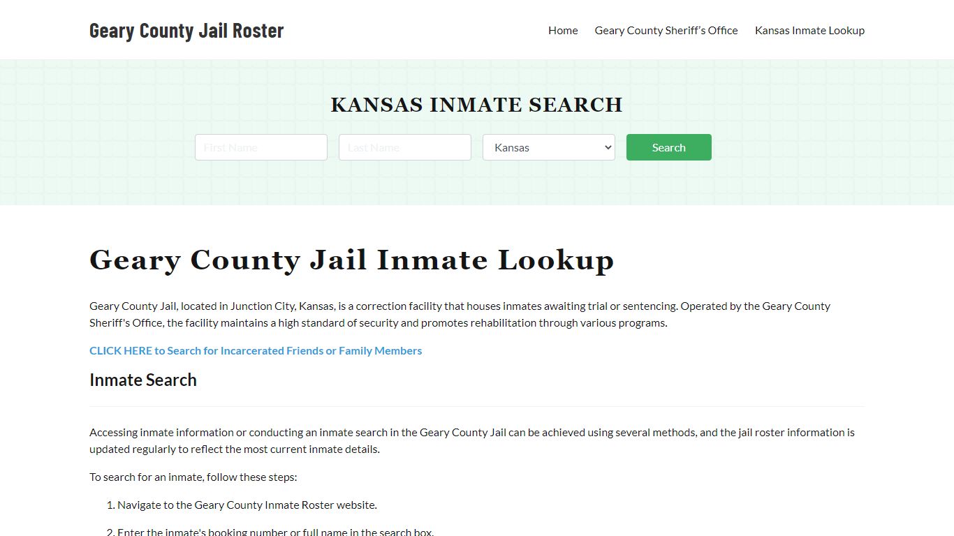 Geary County Jail Roster Lookup, KS, Inmate Search