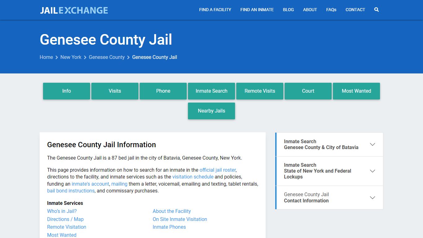 Genesee County Jail, NY Inmate Search, Information