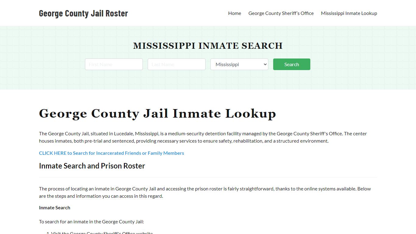 George County Jail Roster Lookup, MS, Inmate Search