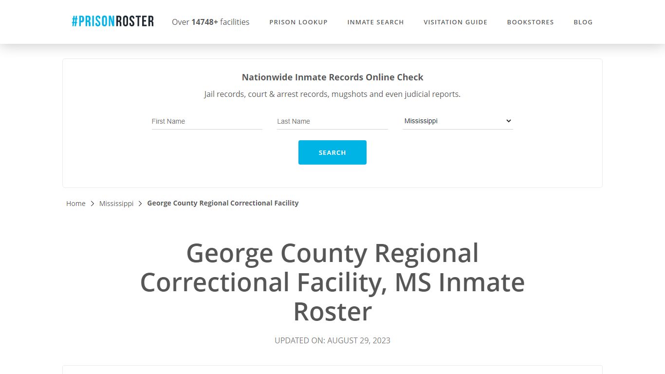 George County Regional Correctional Facility, MS Inmate Roster