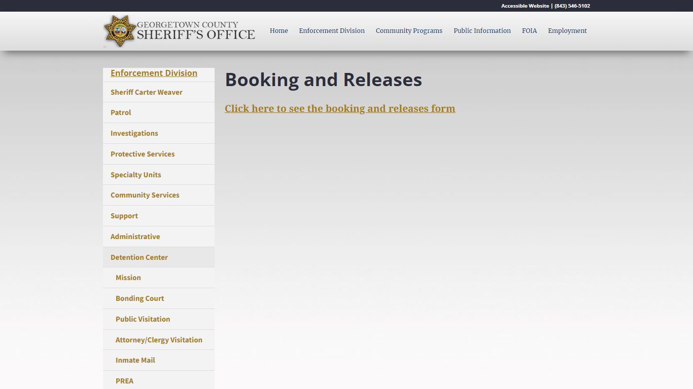 Booking and Releases - GCSheriff.org