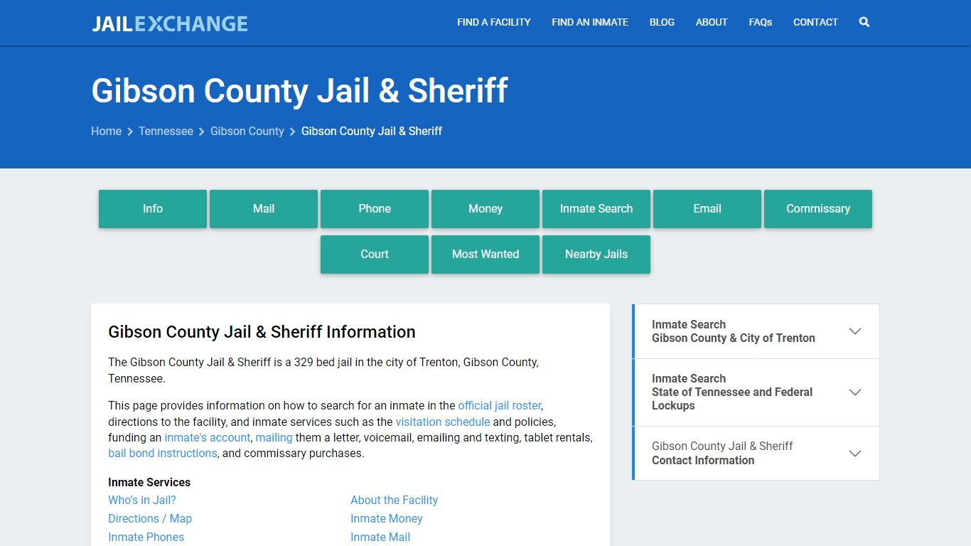 Gibson County Jail & Sheriff, TN Inmate Search, Information