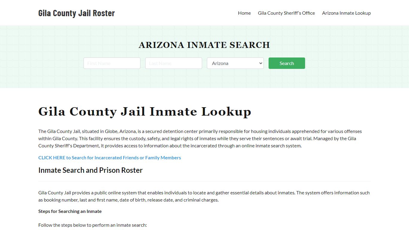 Gila County Jail Roster Lookup, AZ, Inmate Search