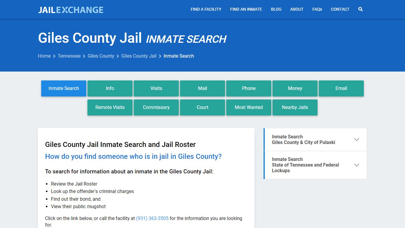 Inmate Search: Roster & Mugshots - Giles County Jail, TN