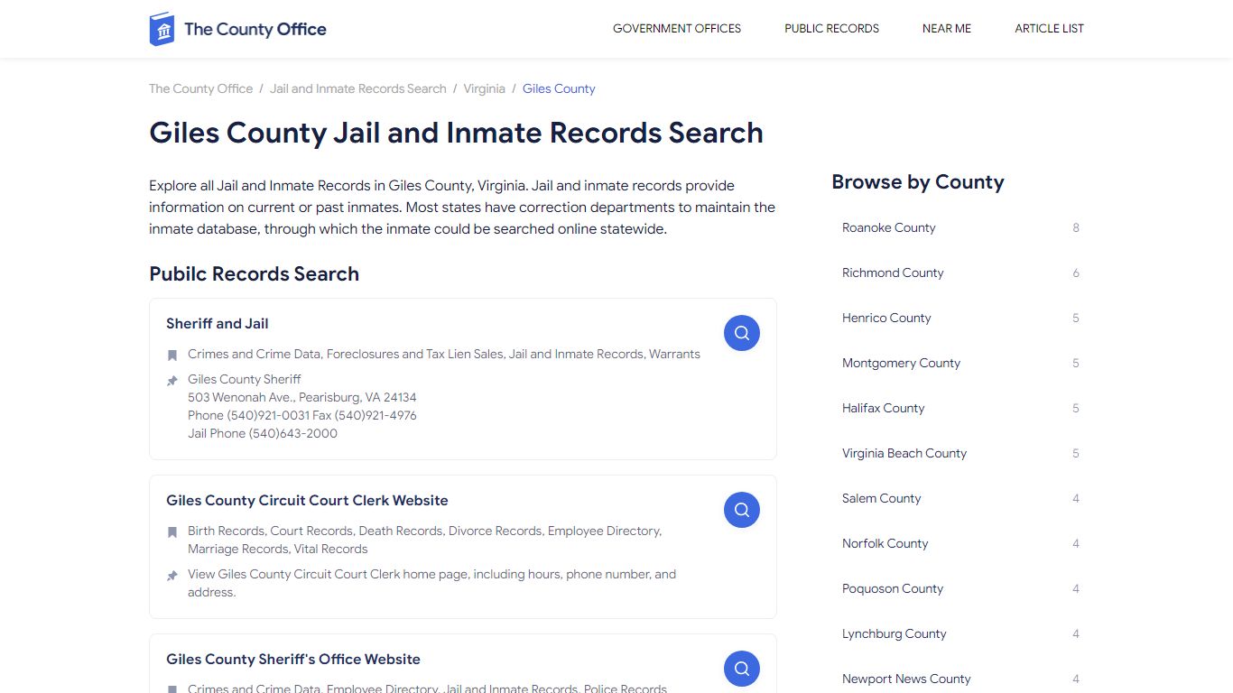 Giles County Jail and Inmate Records Search