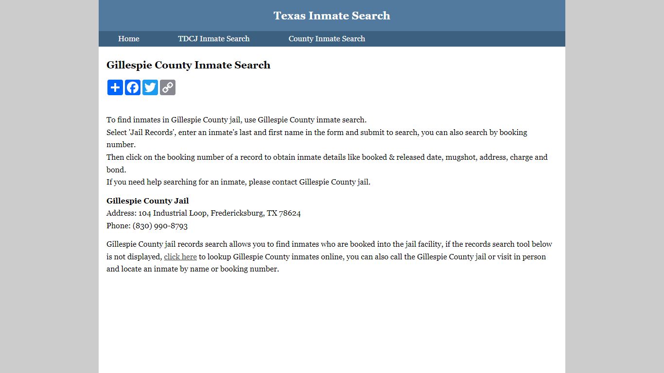 Gillespie County Inmate Search