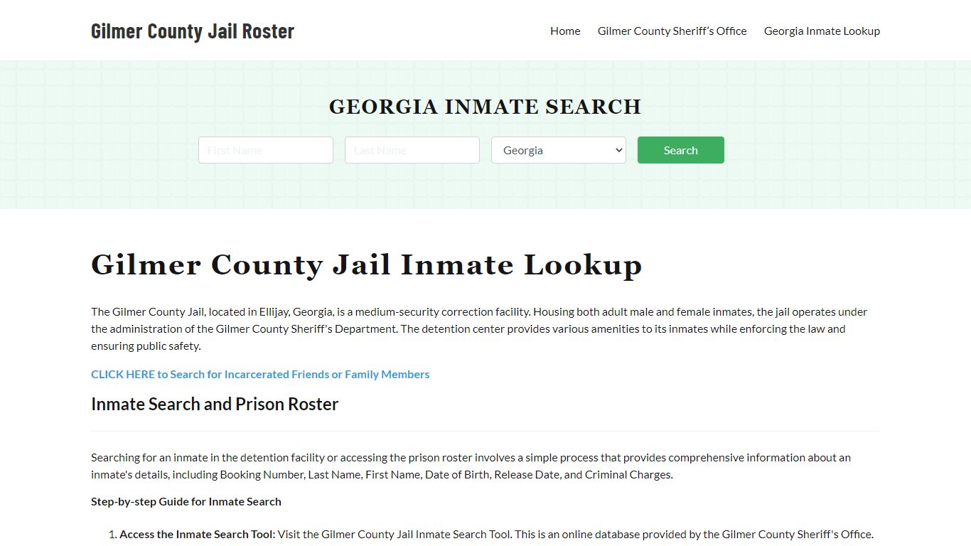 Gilmer County Jail Roster Lookup, GA, Inmate Search