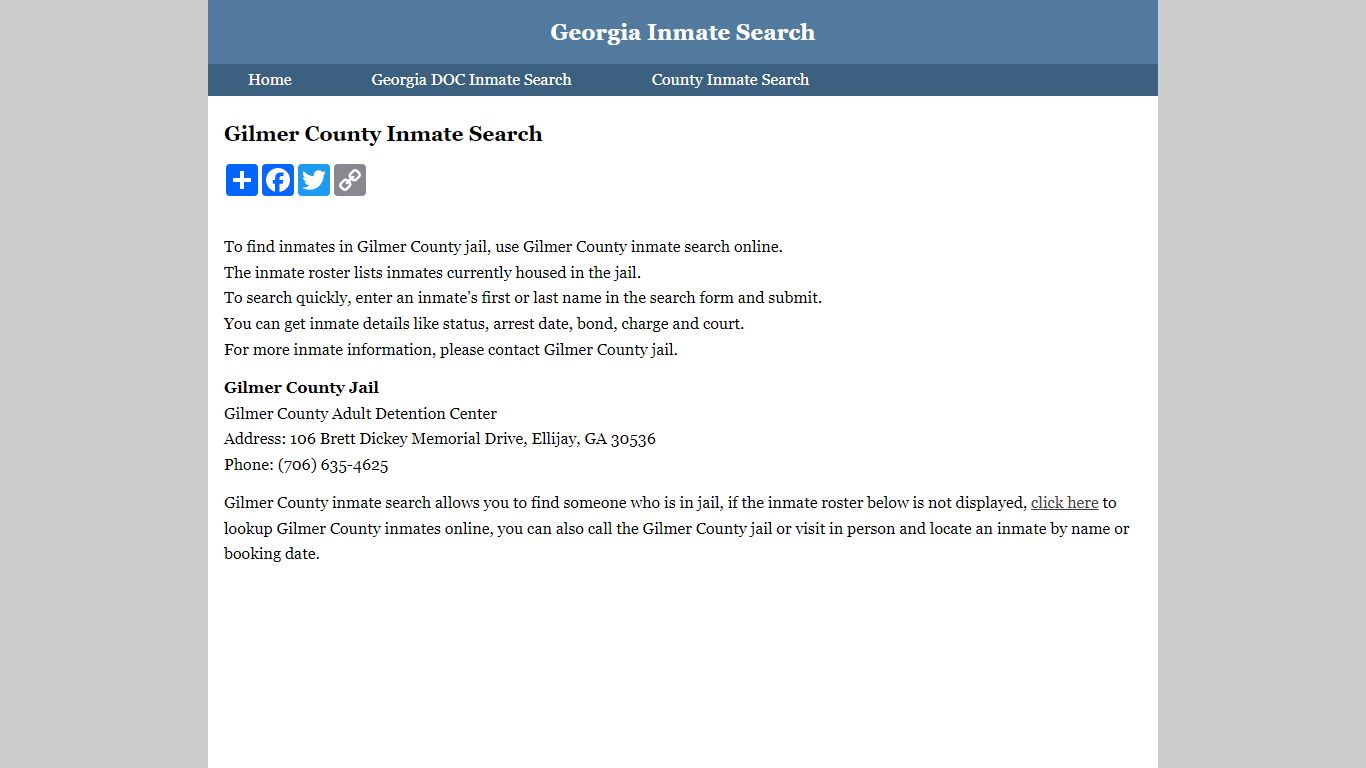 Gilmer County Inmate Search