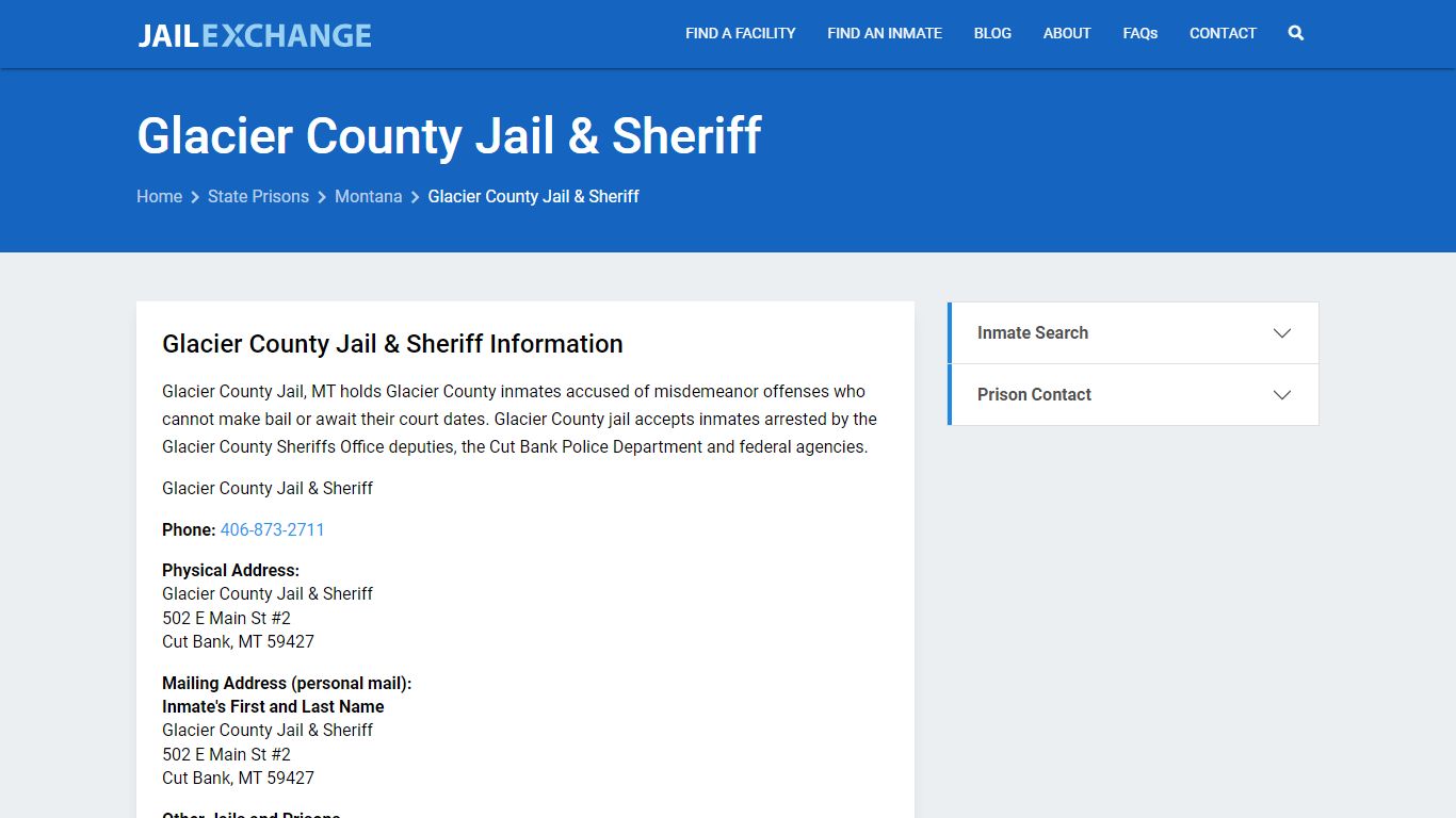 Glacier County Jail & Sheriff Inmate Search, MT - Jail Exchange