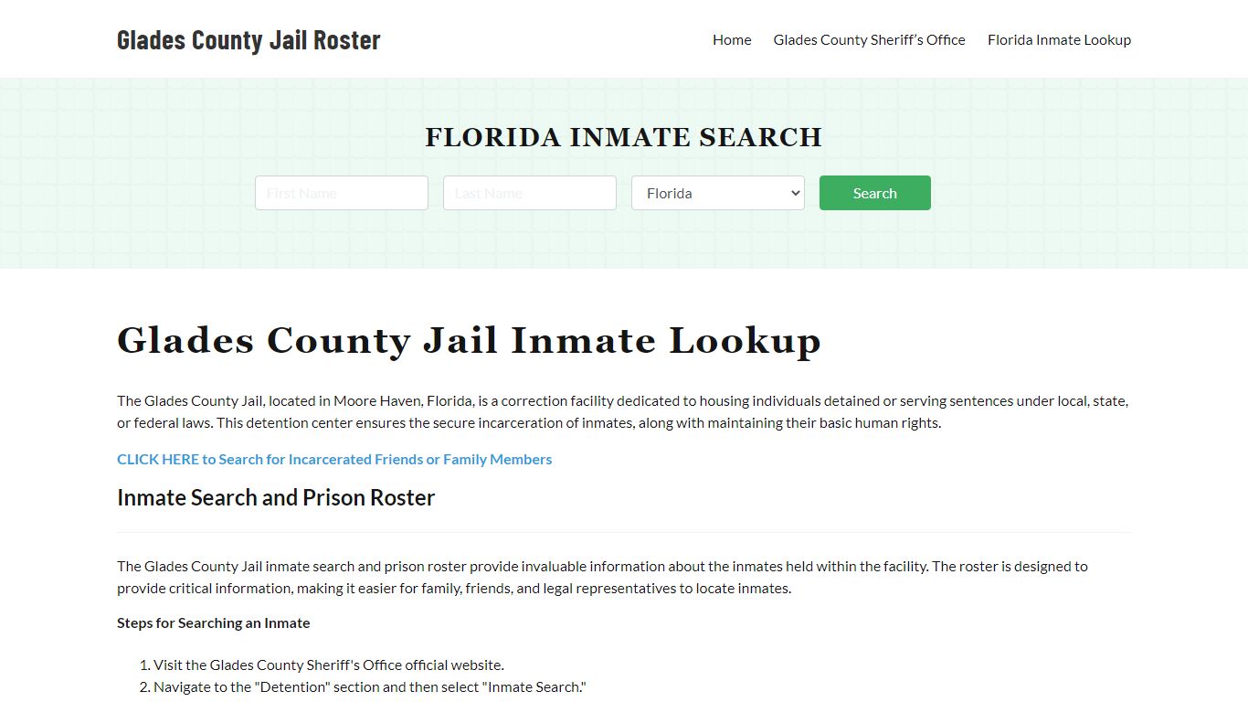 Glades County Jail Roster Lookup, FL, Inmate Search