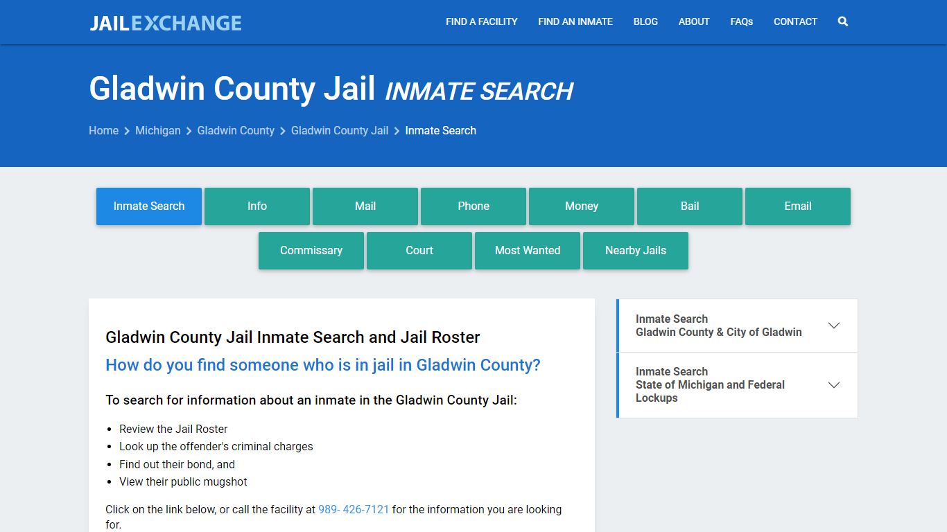 Inmate Search: Roster & Mugshots - Gladwin County Jail, MI
