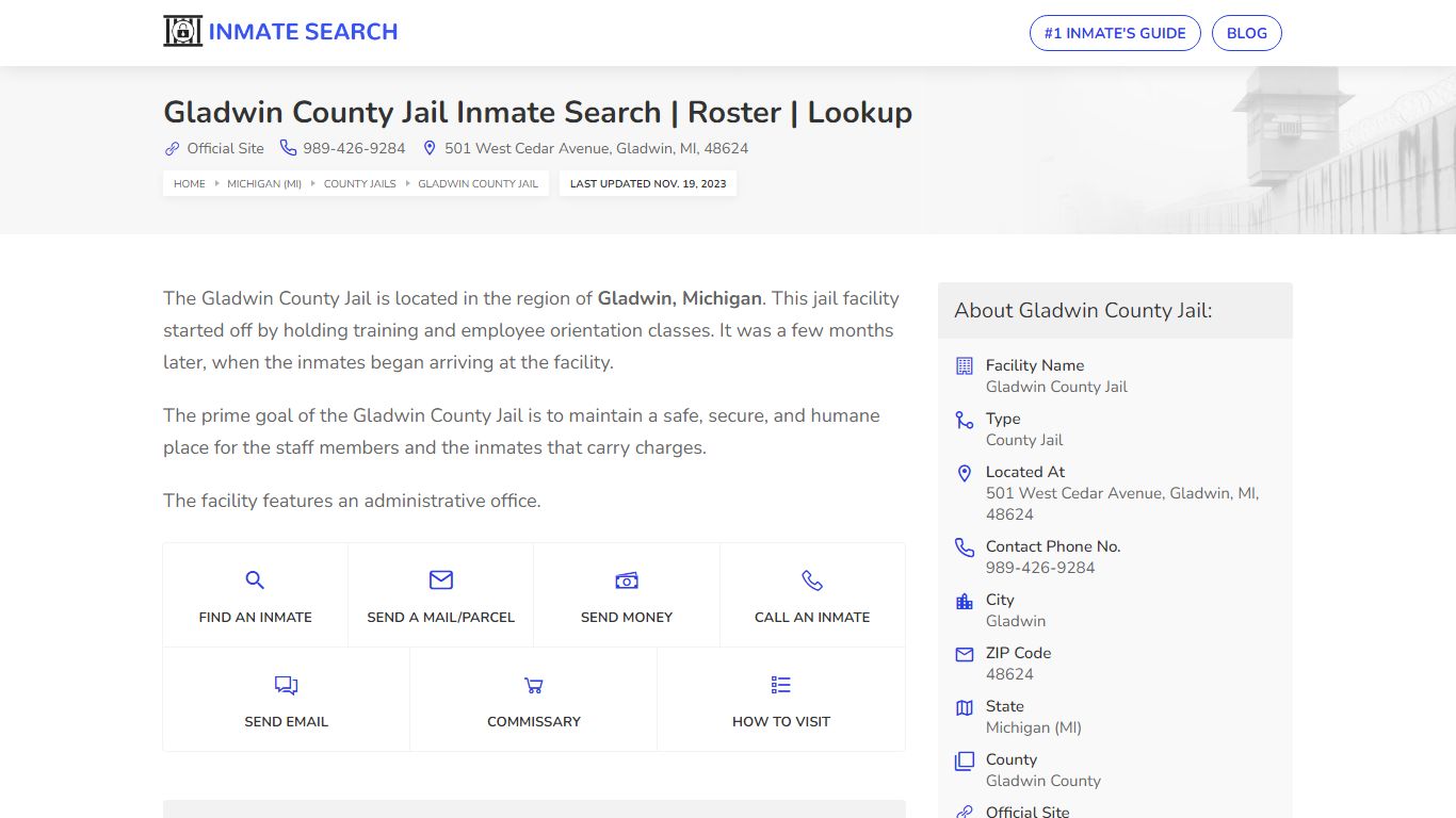 Gladwin County Jail Inmate Search | Roster | Lookup