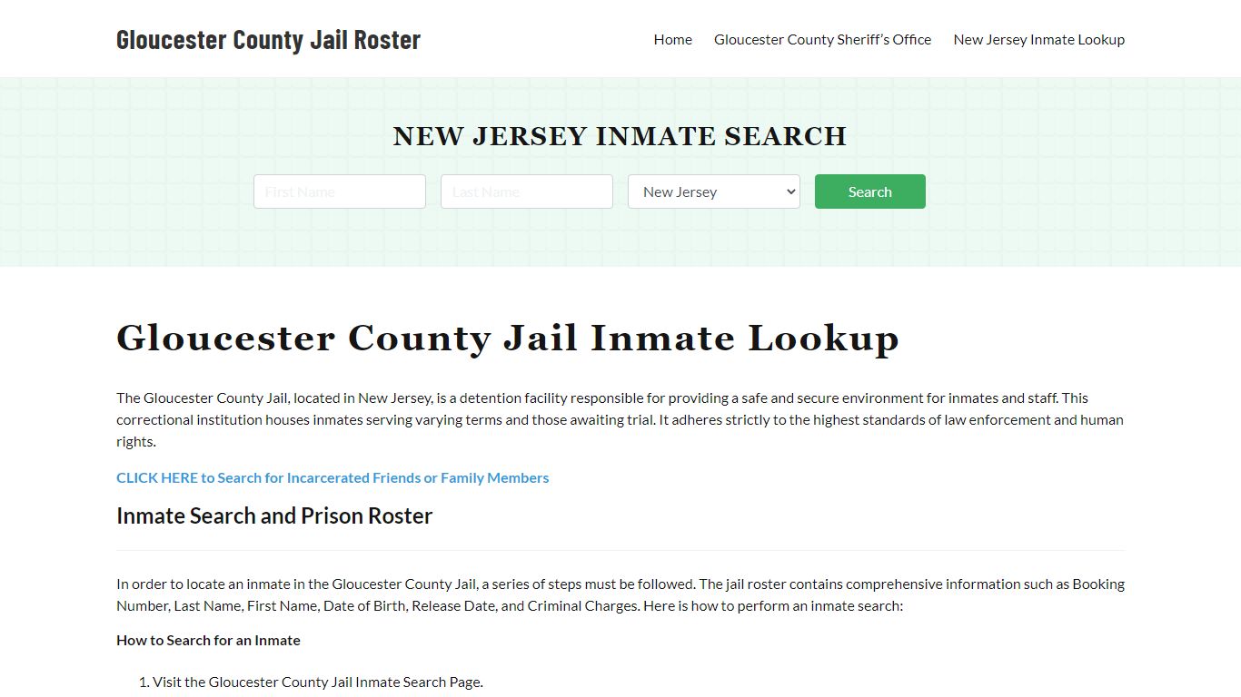 Gloucester County Jail Roster Lookup, NJ, Inmate Search