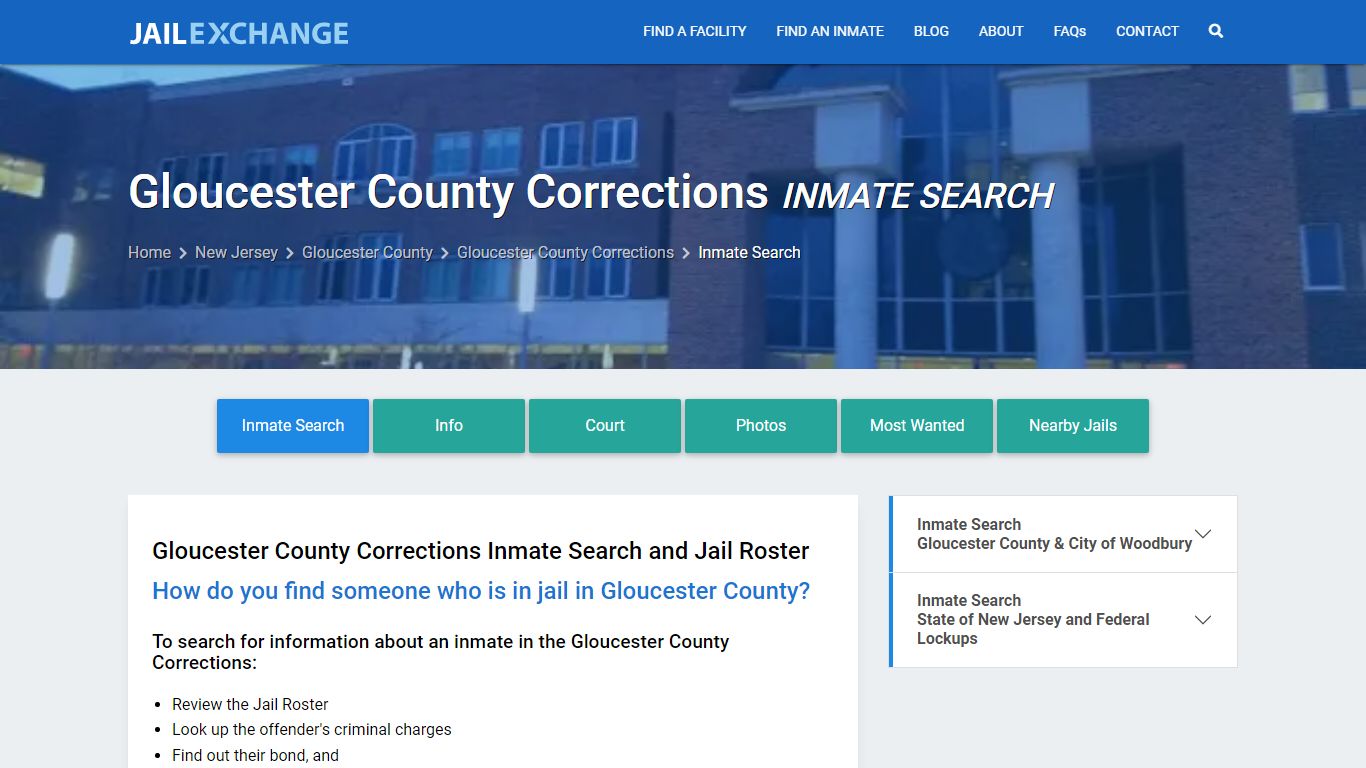 Gloucester County Corrections Inmate Search - Jail Exchange