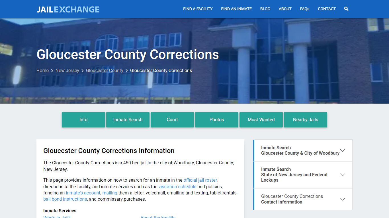 Gloucester County Corrections, NJ Inmate Search, Information