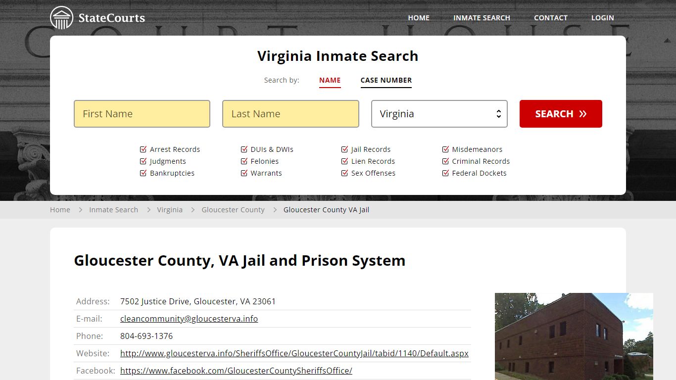 Gloucester County VA Jail Inmate Records Search, Virginia - StateCourts