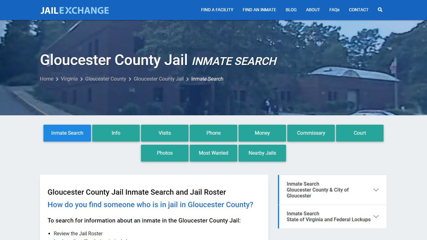 Inmate Search: Roster & Mugshots - Gloucester County Jail, VA