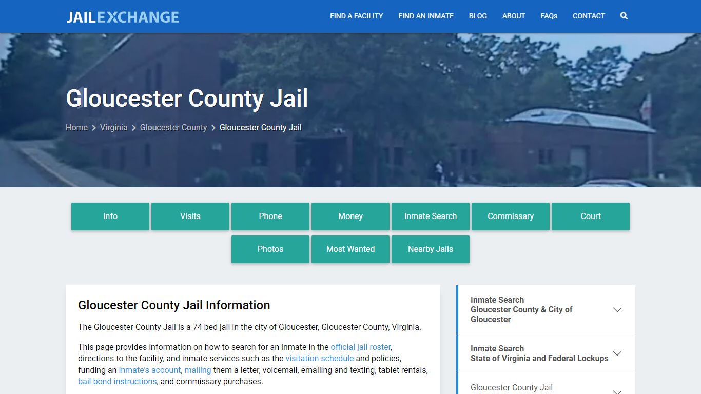 Gloucester County Jail, VA Inmate Search, Information