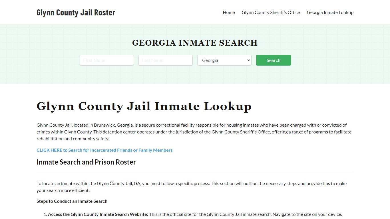 Glynn County Jail Roster Lookup, GA, Inmate Search