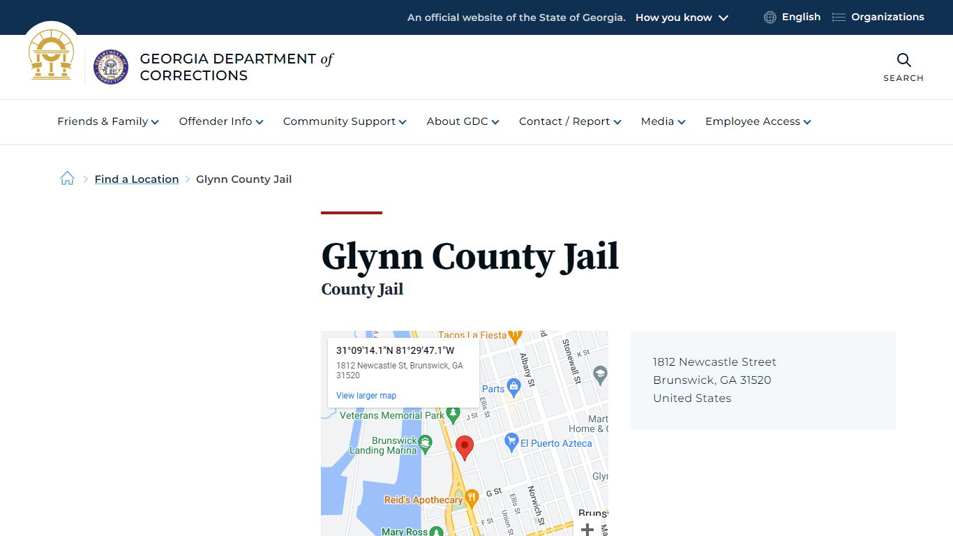 Glynn County Jail | Georgia Department of Corrections