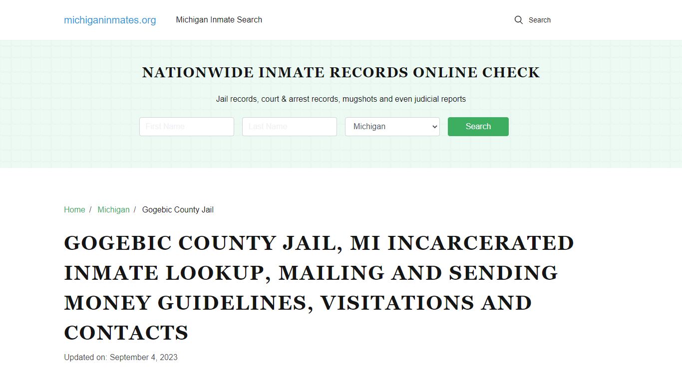 Gogebic County Jail, MI: Offender Locator, Visitation & Contact Info
