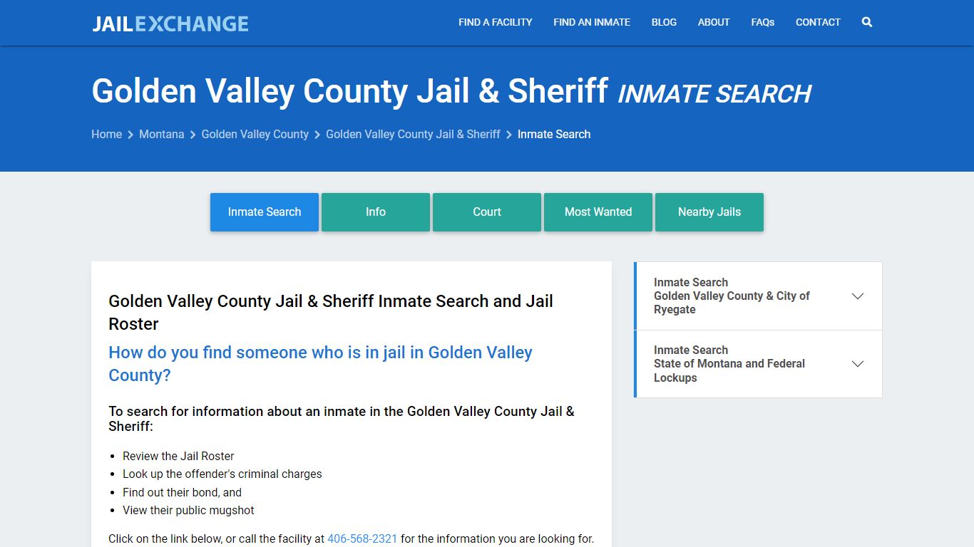 Golden Valley County Jail & Sheriff Inmate Search