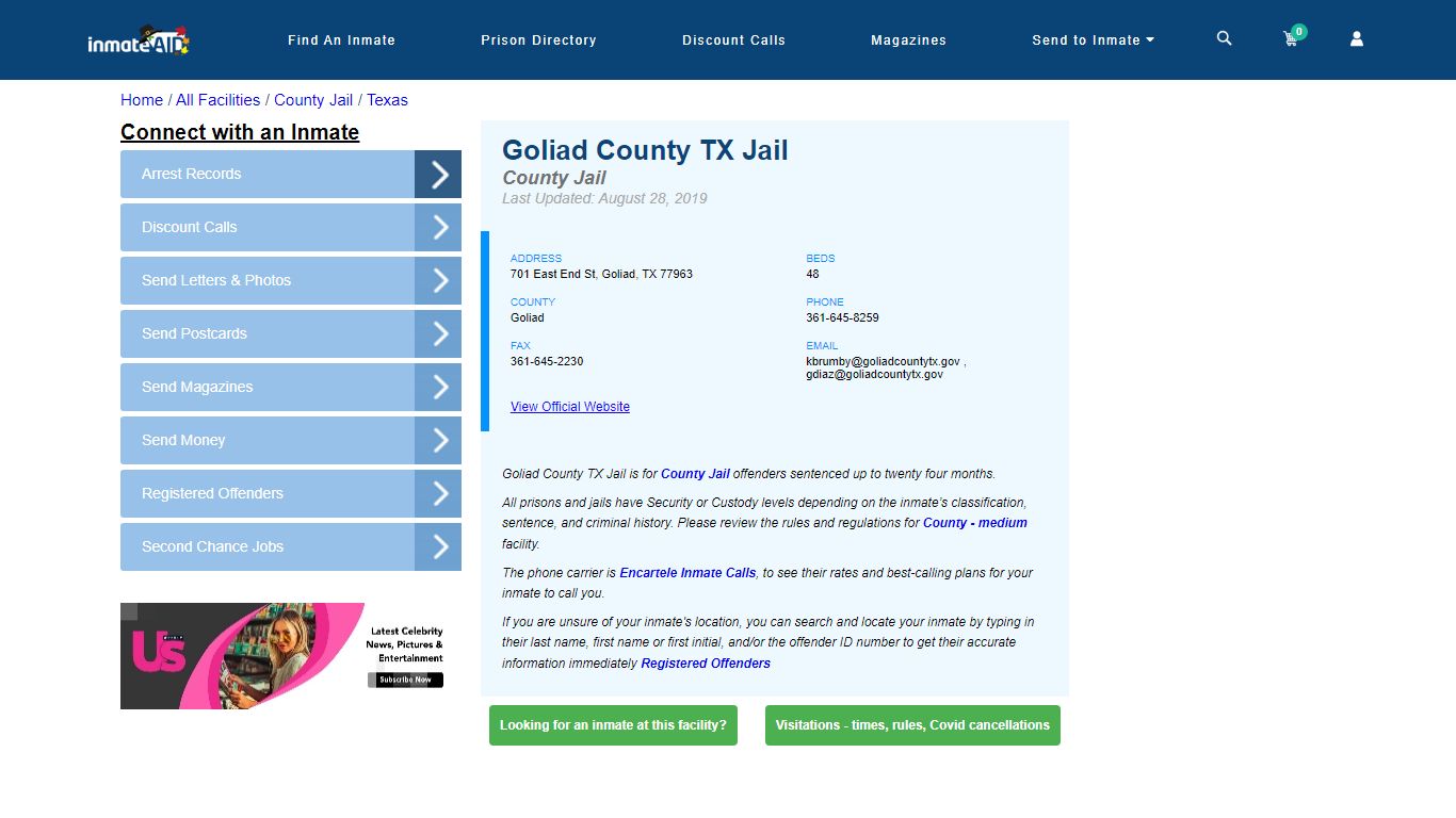 Goliad County TX Jail - Inmate Locator - Goliad, TX