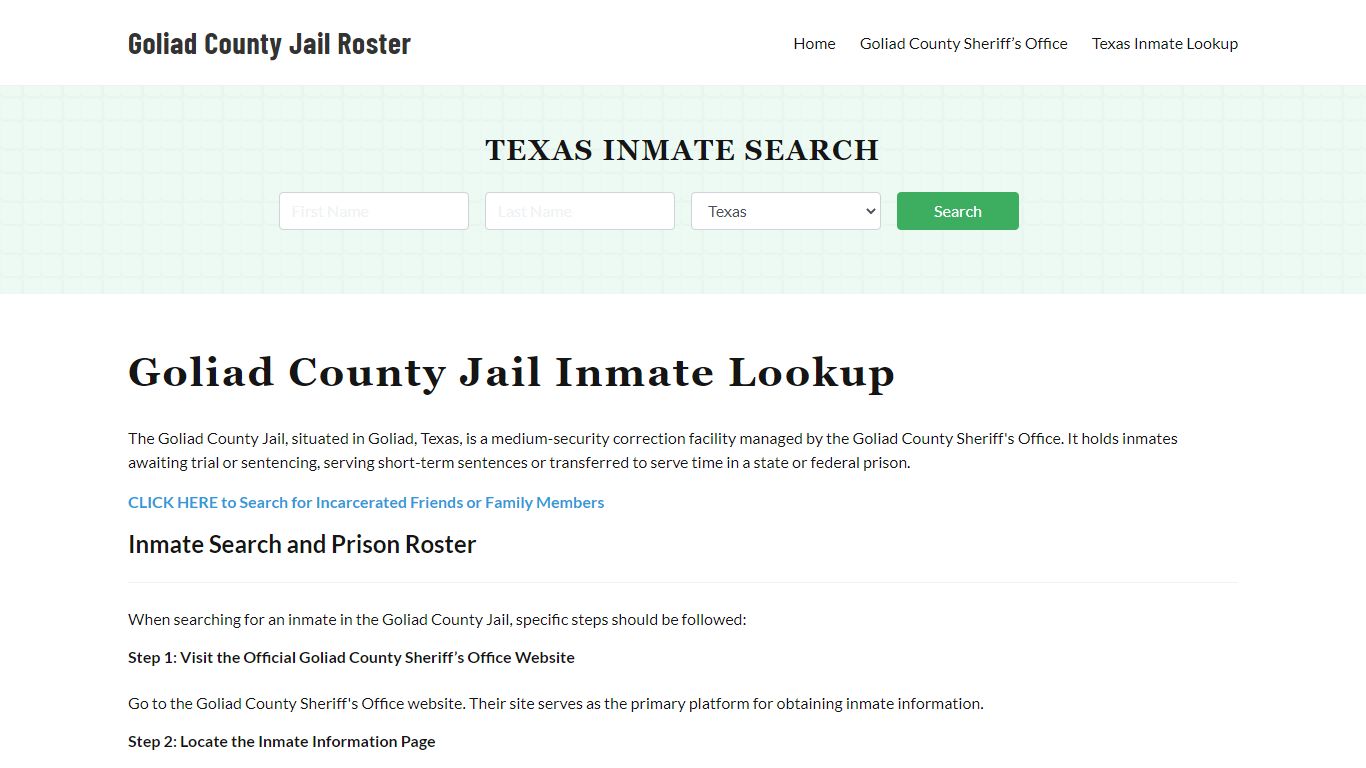 Goliad County Jail Roster Lookup, TX, Inmate Search