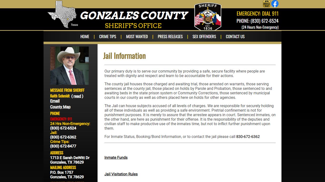 Jail Information - Gonzales County TX Sheriff's Office
