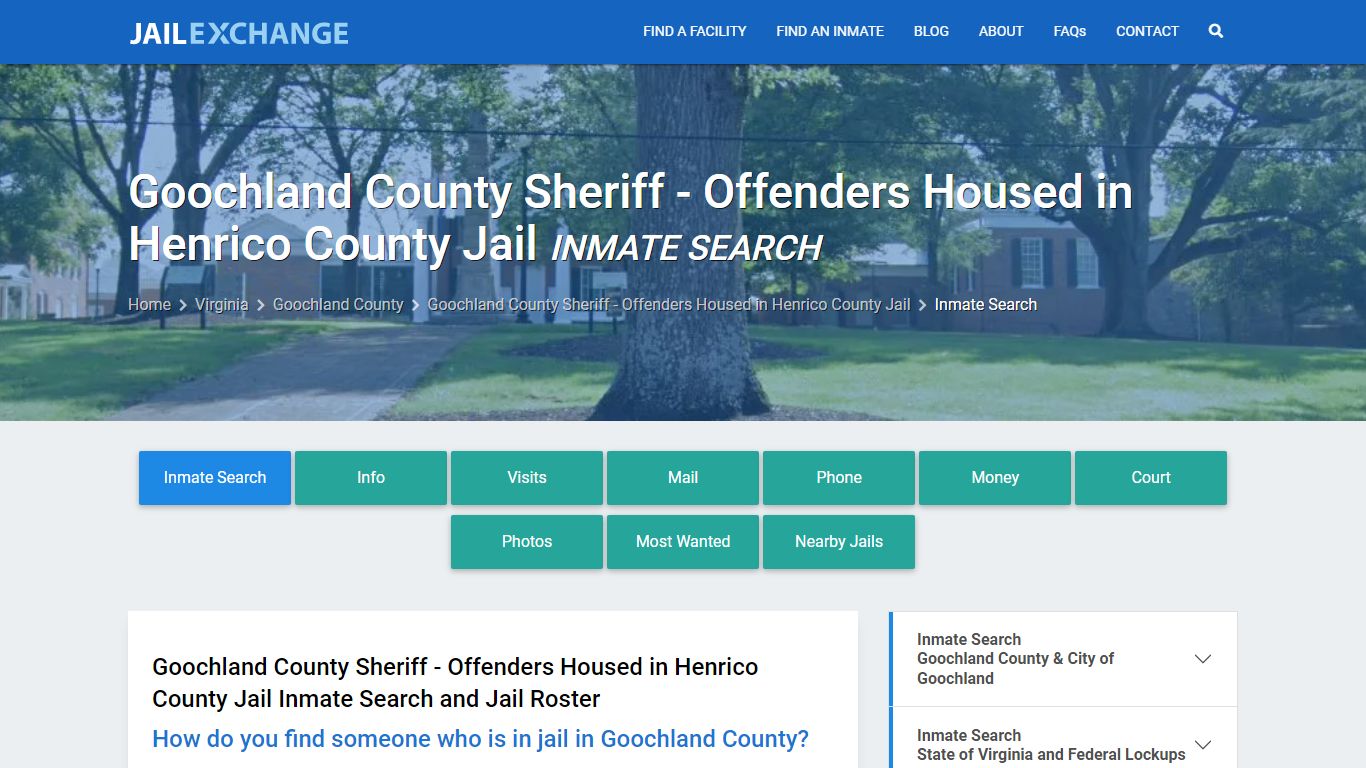 Inmate Search: Roster & Mugshots - Goochland County Sheriff - Jail Exchange