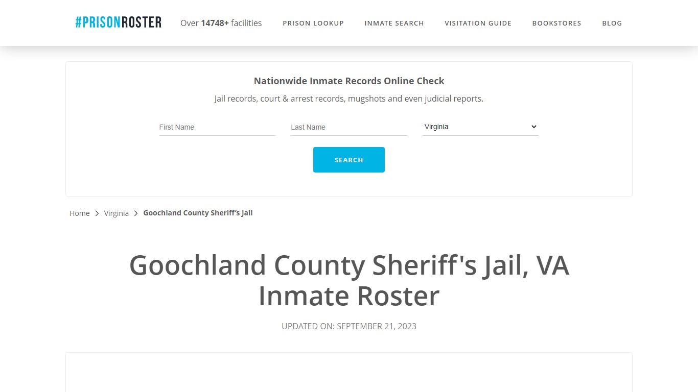 Goochland County Sheriff's Jail, VA Inmate Roster - Prisonroster