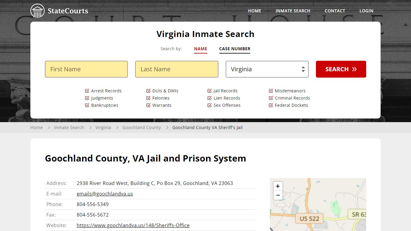 Goochland County VA Sheriff's Jail Inmate Records Search, Virginia ...