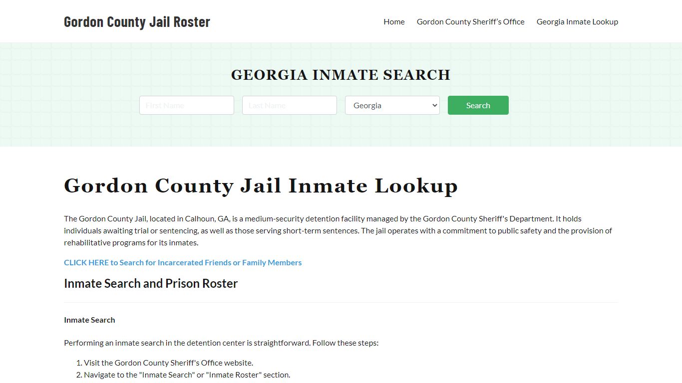 Gordon County Jail Roster Lookup, GA, Inmate Search
