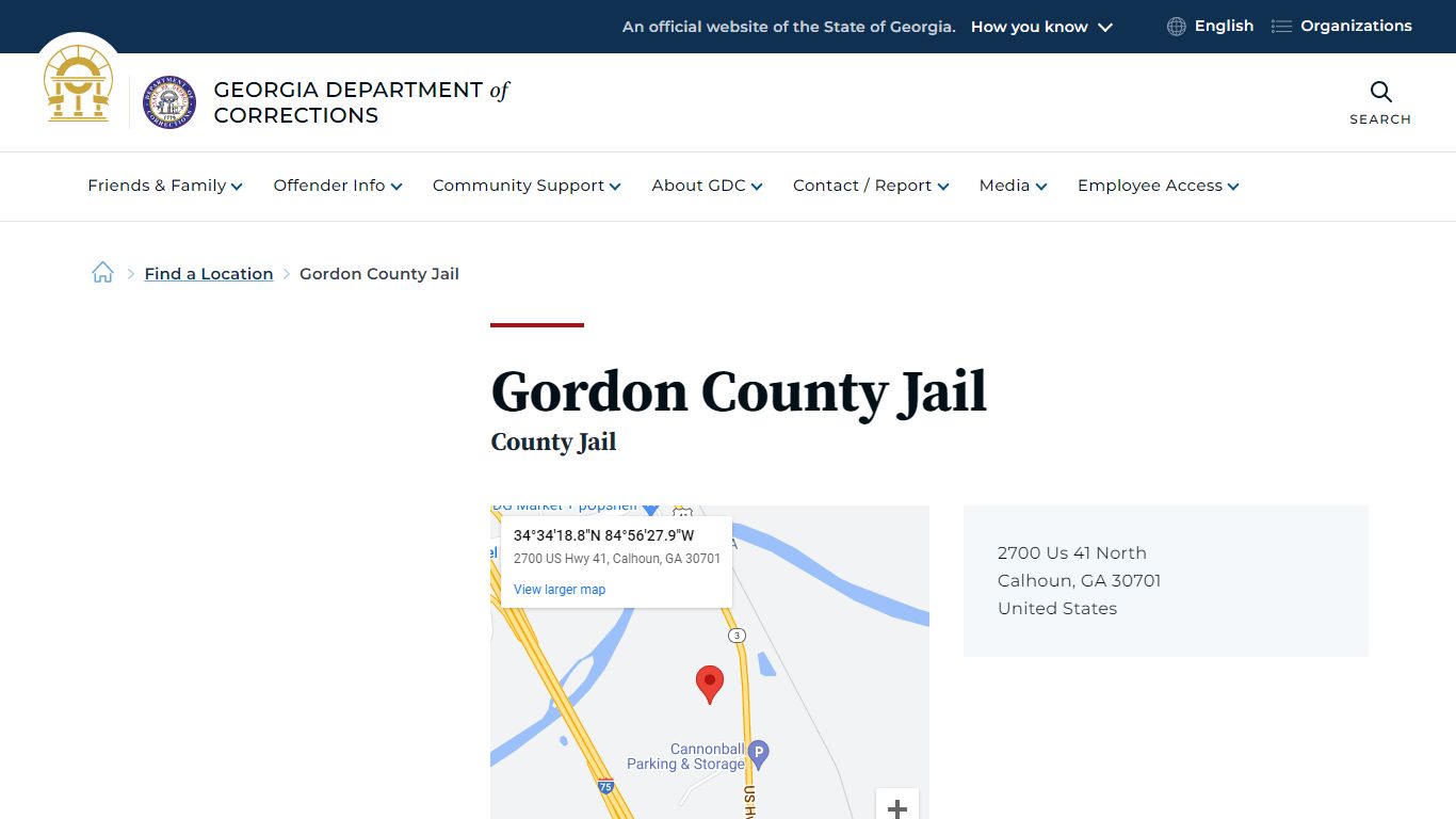 Gordon County Jail | Georgia Department of Corrections