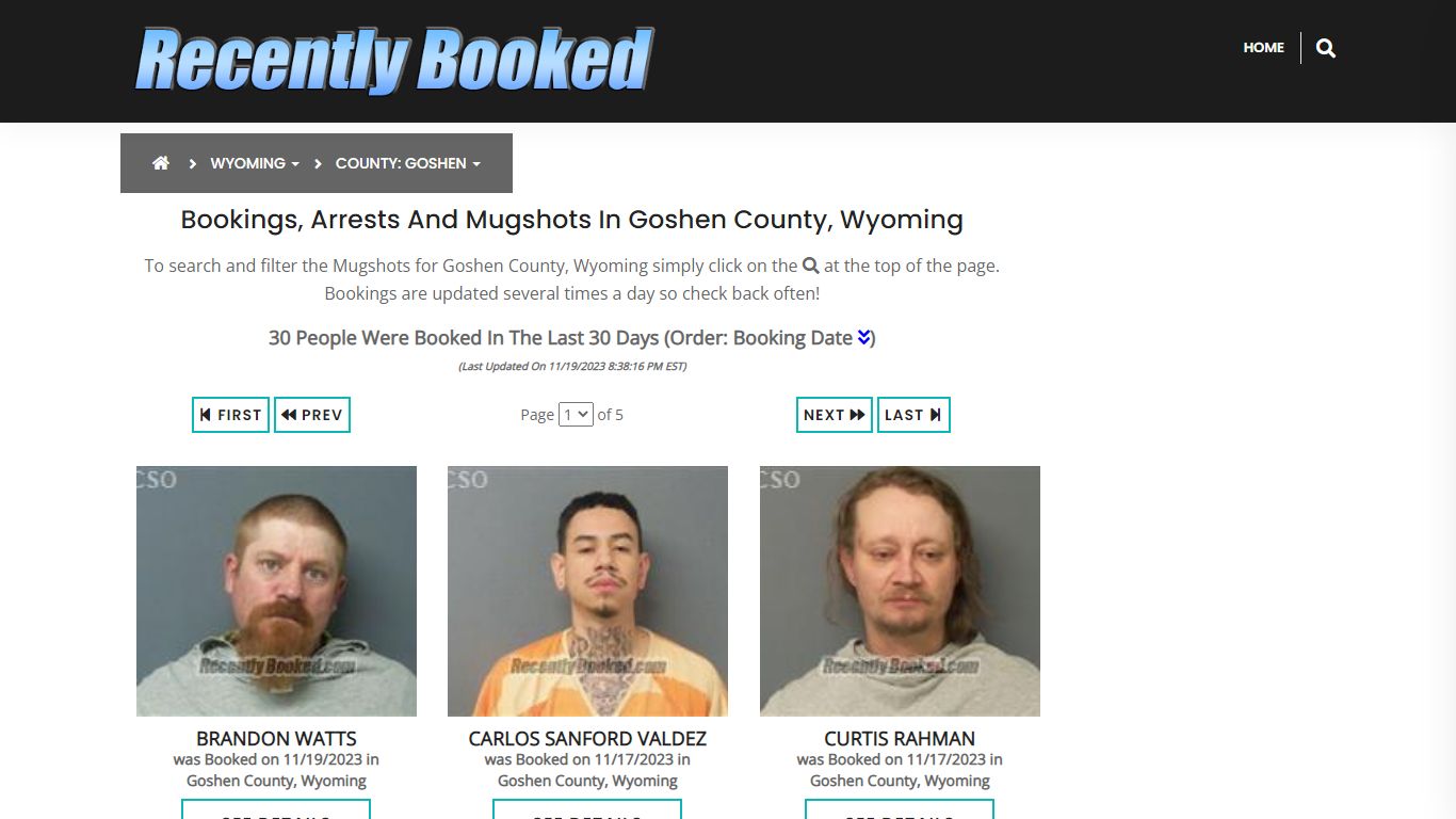 Bookings, Arrests and Mugshots in Goshen County, Wyoming